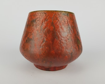 Vintage RUSCHA KERAMIK Fat Lava Vase / Planter with VULKANO decor West German Pottery 1960s