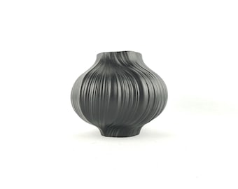 ヴィンテージ ROSENTHAL Studio Linie Porcelaine Noire レリーフ花瓶 1970 年代 Martin Freyer 西ドイツ作