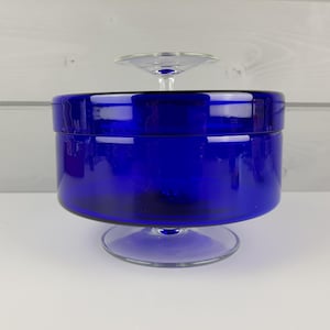 Vintage ROYAL LEERDAM KRISTALUNIE Blue Cookie Jar by Floris Meydam Dutch Glass Art