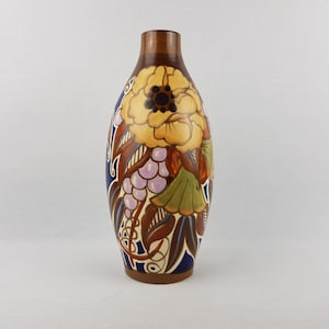 Rare Art Decor CHARLES CATTEAU for Boch Keramis Multicolored Vase 897 D2847 Belgium 1920s