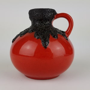 Vintage Red ROTH KERAMIK Fat Lava Vase, West German Pottery #