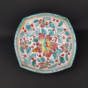 Vintage ITALIAN CERAMIC BOWL with Flower Decor Italian Pottery 1960s
