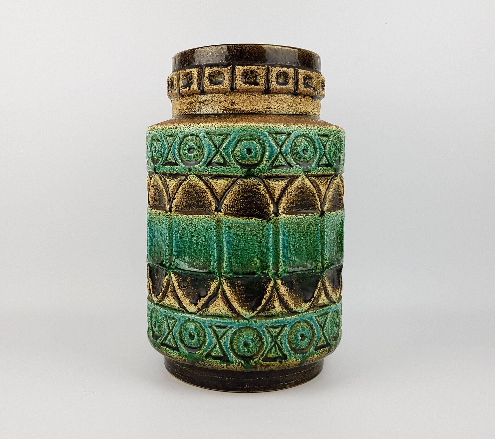 Reserved -- Vintage BAY KERAMIK Green and Blue Vase by Bodo Mans