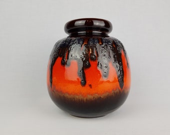 Vase vintage SCHEURICH KERAMIK marron et orange/rouge gros lave CERAMOS 284 19 poterie West Geman des années 1970