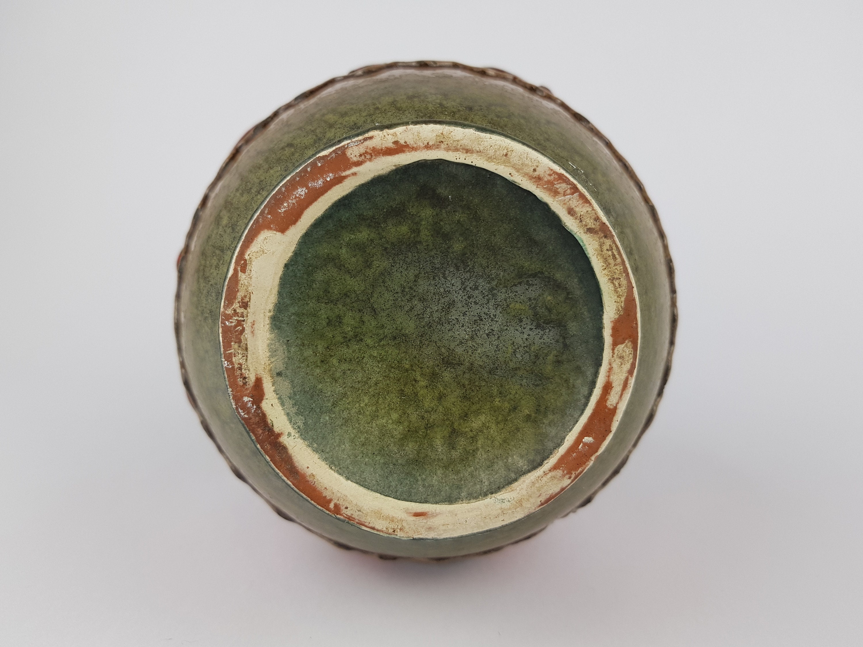 ヴィンテージ グリーン レッド CARSTENS KERAMIK 花瓶 1256-22