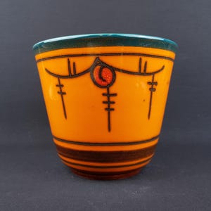 Vintage FLORA GOUDA HOLLAND Ceramic Orange Planter Flower Pot Dutch Pottery 1970s
