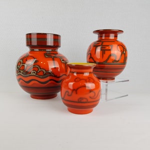Vase vintage FLORA GOUDA HOLLAND en céramique orange avec décor Tokio, poterie néerlandaise des années 1970 image 6