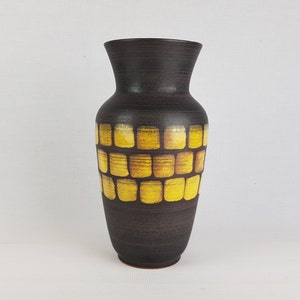 Vintage CARSTENS KERAMIK Brown and Yellow Vase 663-25 West German Pottery 1970s