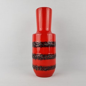 Vase vintage STEULER KERAMIK rouge 142-25 poterie ouest-allemande des années 1960