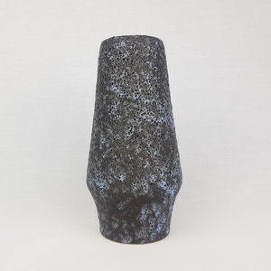 Vintage FOHR KERAMIK Black and Blue Fat Lava Cone Vase West German Pottery 1970s