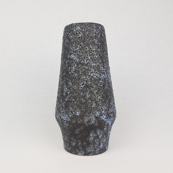 Vintage FOHR KERAMIK Black and Blue Fat Lava Cone Vase West German Pottery 1970s