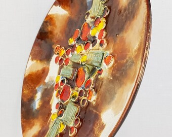 XL Vintage RUSCHA KERAMIK Wall Plate With Mushroom Decor 717