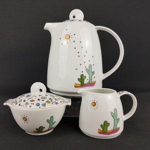 Vintage WINTERLING BAVARIA Porzellan Kaffee Set mit TEQUILA Dekor Deutschland 1980er