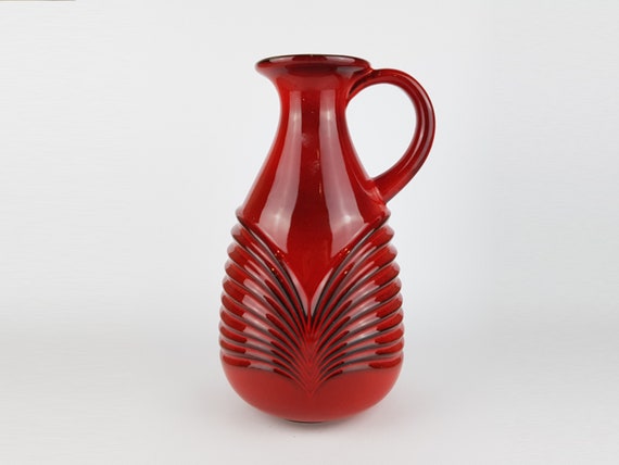 Vintage Red JASBA KERAMIK Vase West German Pottery 1960s 1970s