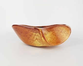 Vintage BERTONCELLO Stylish Bowl with 962 Screziato Tobacco glaze Italian Pottery 1970s