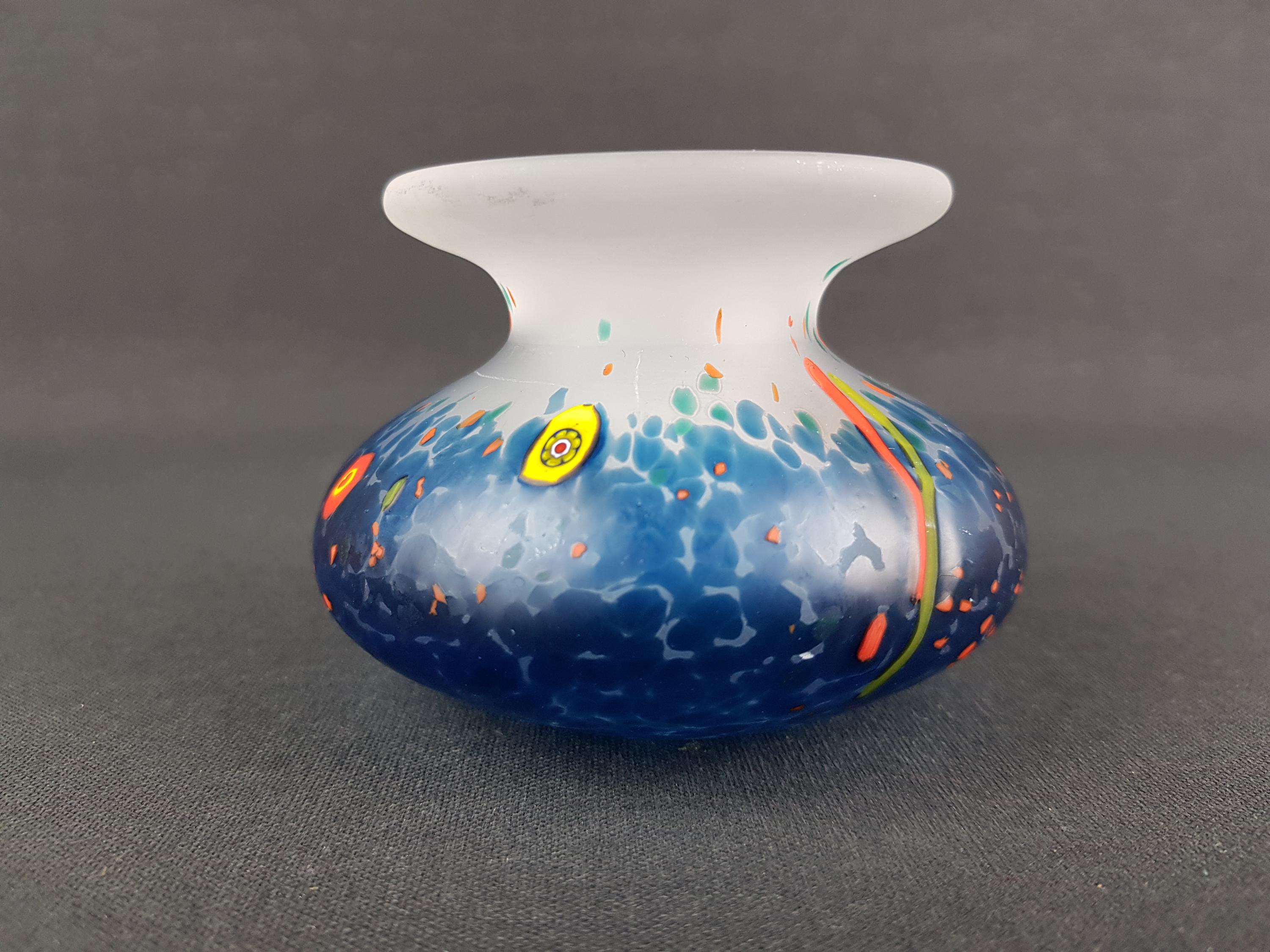 希少【ムラーノ】ガラス 花瓶　ミルフィオリ イタリア製 ヴィンテージ ヴィンテージアートガラスの花瓶 – ミルフィオリ/ムリーネ