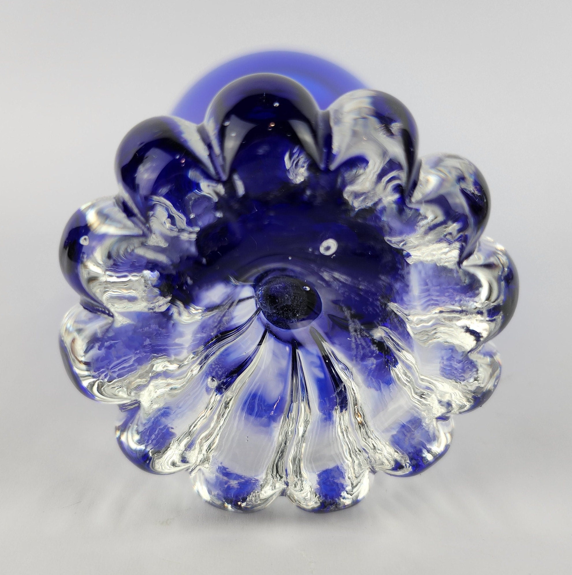 ヴィンテージ ASEDA GLASS ブルーデザイン花瓶 スウェーデン製