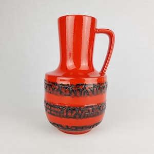 Vase vintage STEULER KERAMIK avec anses rouge 141-20 poterie ouest-allemande des années 1960
