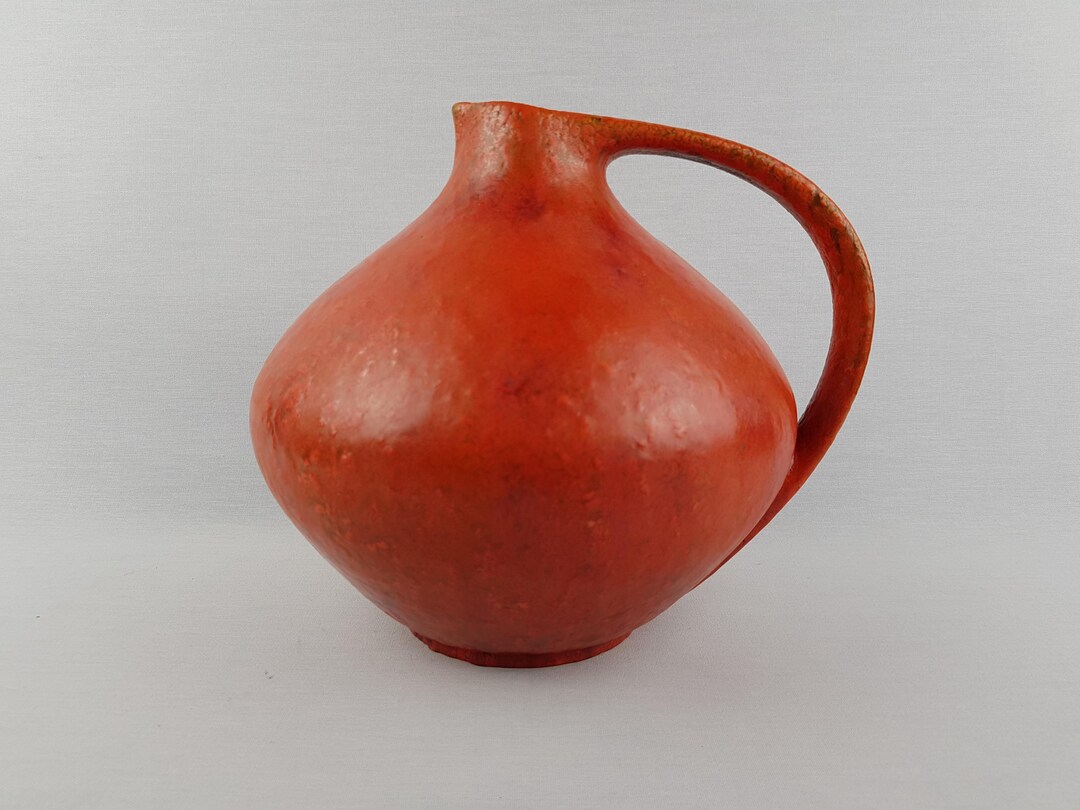 Vintage RUSCHA KERAMIK Handled Vase With VULKANO Decor by Kurt