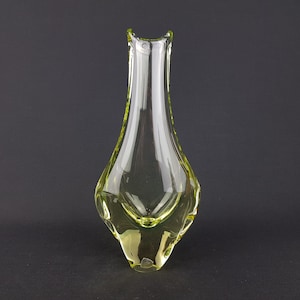 Vintage ZELEZNY BROD SKLO Yellow Glass Vase from Czechoslovakia 1950s by Miloslav Klinger