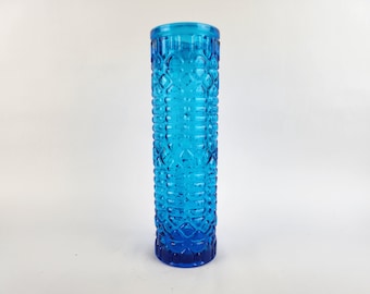 Vintage ITALIAN GLASS Blue Vase Italian Art Glass 1970s
