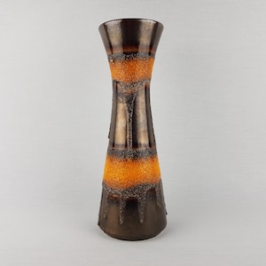 Vintage CARSTENS KERAMIK Brown and Orange Fat Lava Vase - 5043 30 West German Pottery