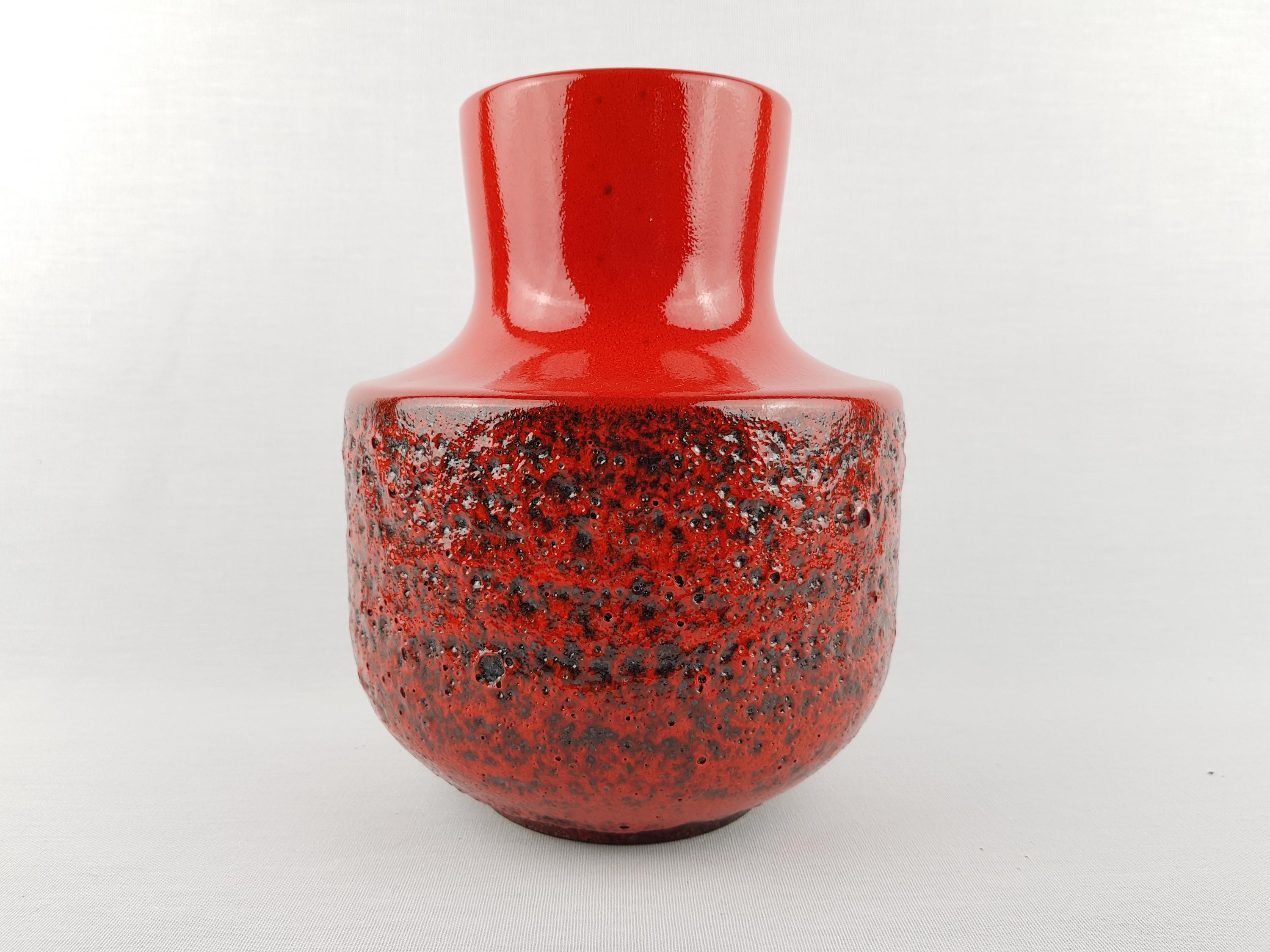 Vintage STEULER KERAMIK Red Fat Lava Vase 140-20 West German