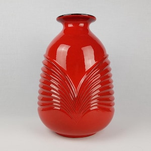 Vintage FOHR KERAMIK Red Vase 338 35 by Cari Zalloni West German Pottery 1970s