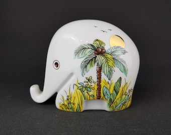Vintage HOECHST PORCELAIN  Elephant Money Box/Piggy Bank by Bernd Diefenbach West Germany 1970&#39;s