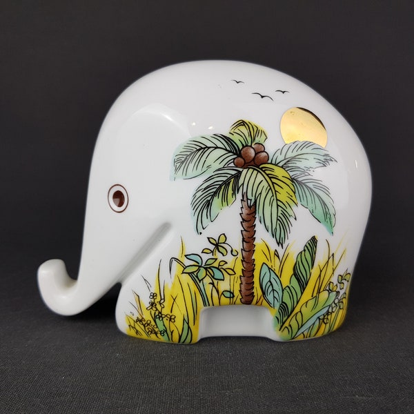 Vintage HOECHST PORCELAIN  Elephant Money Box/Piggy Bank by Bernd Diefenbach West Germany 1970's