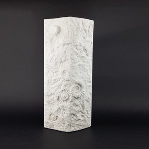 XL Vintage AK KAISER Biscuit Porcelain Op Art Vase with Fossil Shell West Germany 1970s