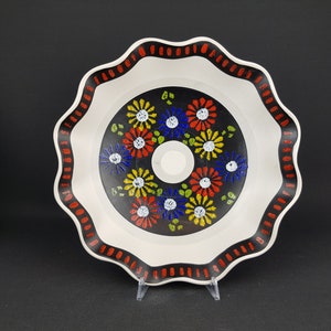Vintage DUMLER UND BREIDEN Keramik Plate with flower decor 230-27 West German Pottery 1950&#39;s