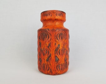 Vase vintage SCHEURICH orange avec décor d'oignons Amsterdam 285-23 poterie ouest-allemande des années 1970