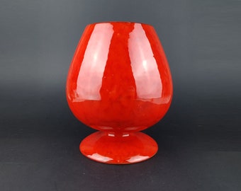 Vintage BERTONCELLO oder SICA Rot Melierte Vase Fat Lava Ära Italienische Keramik 1970er Jahre