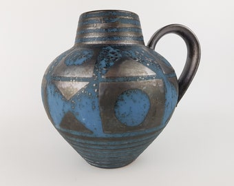 Vintage CARSTENS KERAMIK Handled Vase Ankara Decor By Helmut Scholtis 698-23 West German Pottery 1960s