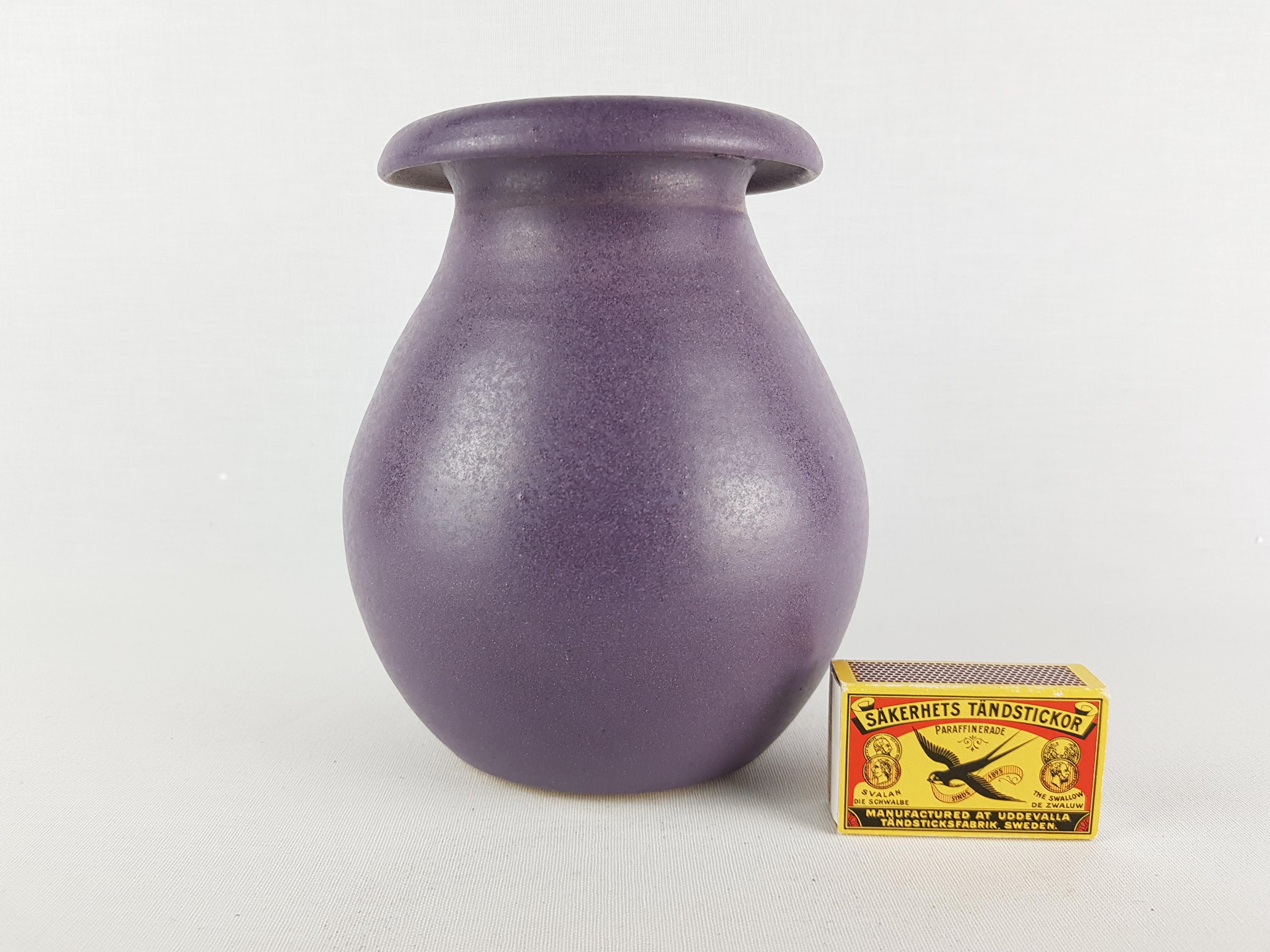 Vintage STUDIO ART POTTERY Purple Vase With Folded Rim Germany 1960-70 ...