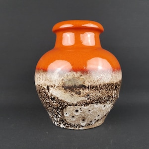 Vintage SCHEURICH KERAMIK Orange Fat Lava Vase  291 20 West German Pottery 1970s