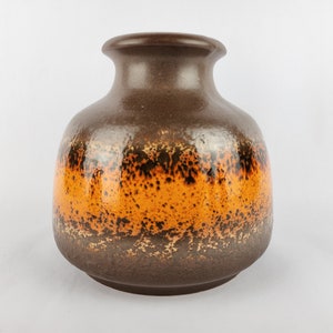 Vintage SCHEURICH KERAMIK Orange and Brown vase 293-16 West Geman Pottery 1970s