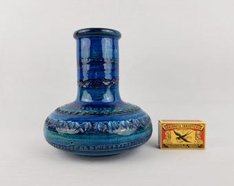 Vintage STUDIO 4 Blue Italian Pottery Vase Bitossi Rimini Blue