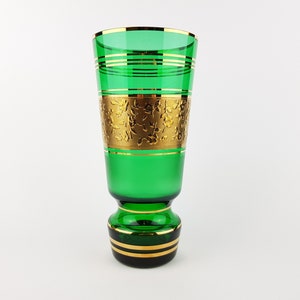 Vintage Czech BORSKE Sklo Union Emerald Green Glass Vase Bohemian 1970s
