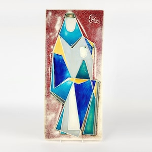 Vintage SCHAFFENACKER ATELIER Studio Art Wall Plate with Madonna decor by Helmut Schaffenacker West German Pottery 1950s