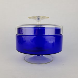 Vintage ROYAL LEERDAM KRISTALUNIE Blue Cookie Jar by Floris Meydam Dutch Glass Art