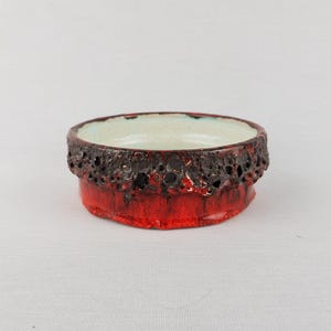 Vintage OTTO KERAMIK Red Fat Lava Crater Glaze Bowl West German Pottery 1970s