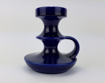 Vintage STEULER KERAMIK  Blue Candle Holder &quot;Continua&quot; 304/15 West German Pottery 1966s