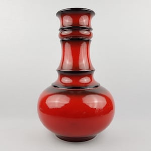 Vintage JASBA Keramik Red Vase 1166 40 West German Pottery 1960s 1970s with damage !