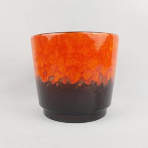 Vintage SCHEURICH KERAMIK  Orange and Brown Planter Flower Pot 806-17 West German Pottery 1970s