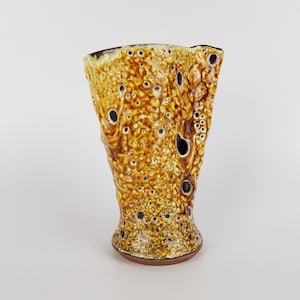 Vintage LE CYCLOPE POTTERY d'Annecy Ceramica Vallauris Fait Main Ceramique Giallo Miel Emaux de Dunes Fat Lava Vaso 1950 Francia