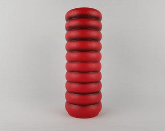 Vintage CARSTENS KERAMIK Red Hooped Vase 0102-25 West German Pottery 1967s