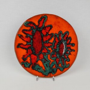 Vintage Orange and Green Ceramic Wall Plate West German Pottery 1970s