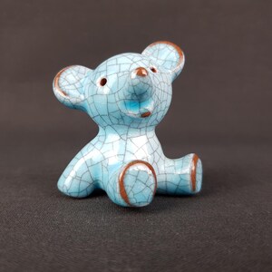 Vintage KARLSRUHER MAJOLIKA Blue Bear Figurine by Walter Bosse